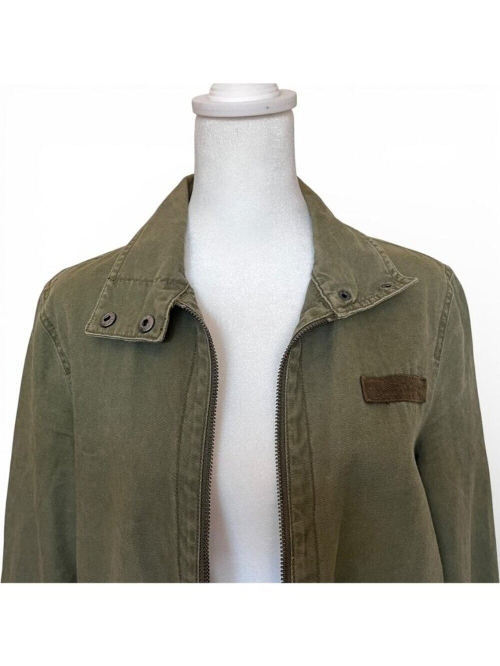 Y2K BP Olive Utility Jacket Boho Soft Grunge Military Edgy Layering Sz S - Picture 1 of 11
